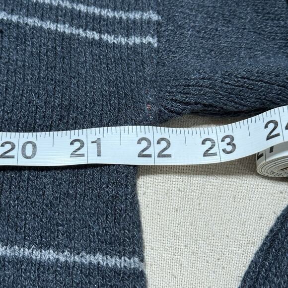 Croft & Barrow Sweater Mens Sz Medium Gray Knit Striped Pullover Preppy Business - Picture 7 of 7
